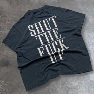 Mens Graphic T Shirt Shut The Up Black Cotton Short Sleeve Casual Top XL